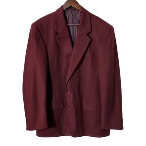 Vintage BHS Tailoring Burgundy Blazer 42L Cashmere Wool Blend Jacket